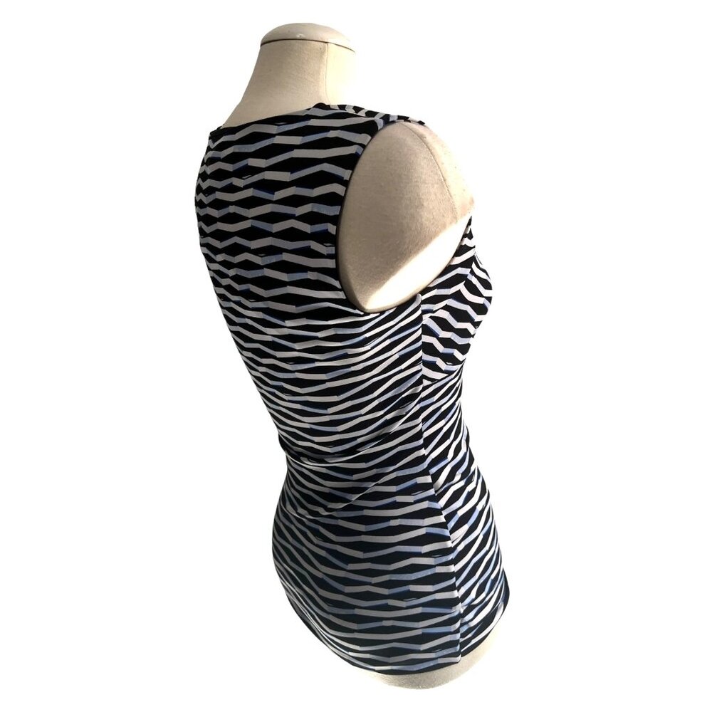 White House Black Market Sweetheart Neck Sleeveless Blouse Sz XS Womens Blue Bla - Picture 8 of 10